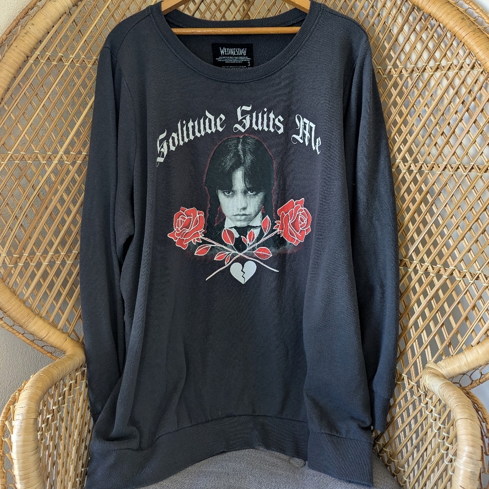Torrid Wednesday Addams Solitude Suits Me Pullover Sweatshirt